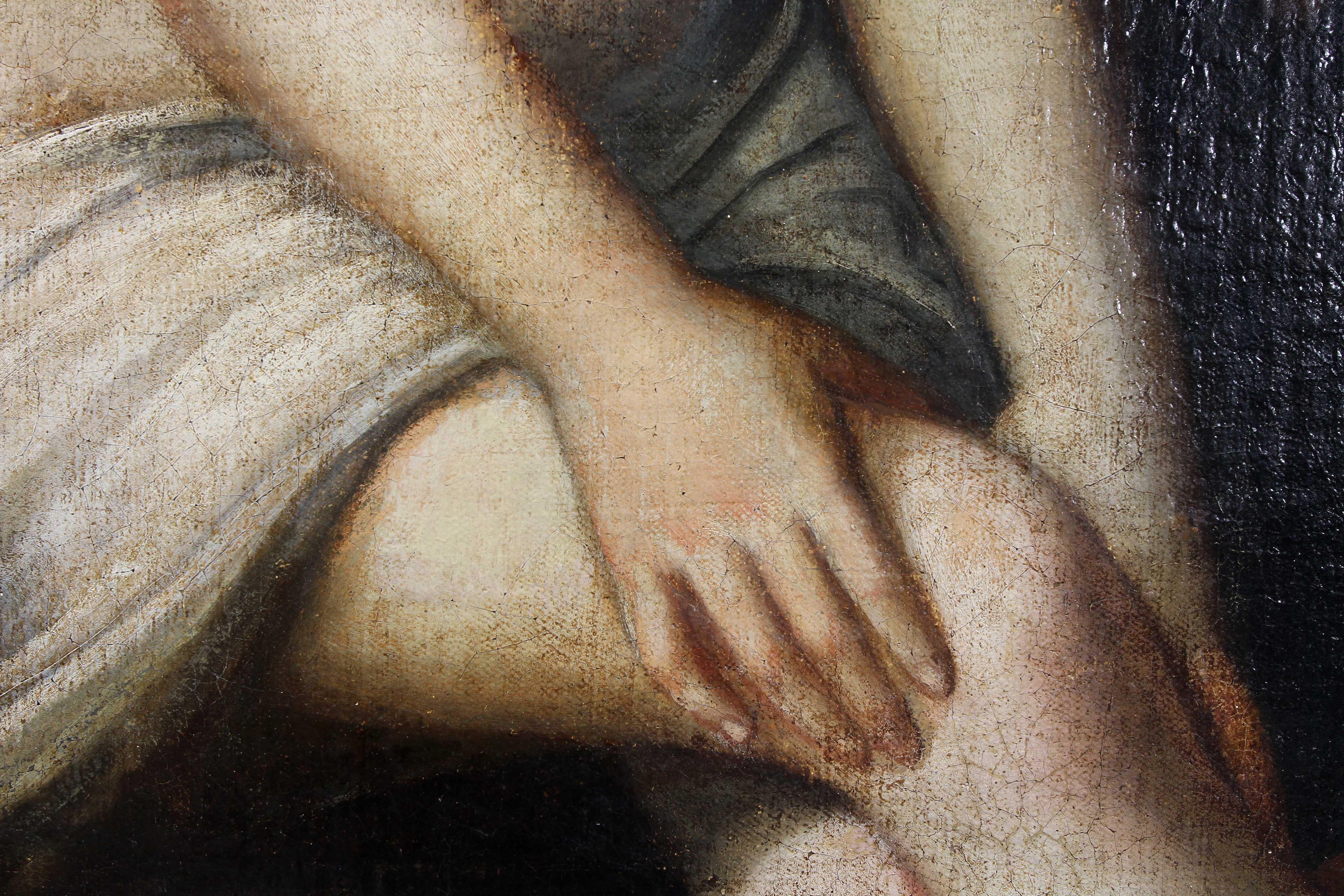 Large French Oil on Canvas of Diana The Huntress Bathing with Actaeon In Good Condition In Essex, MA