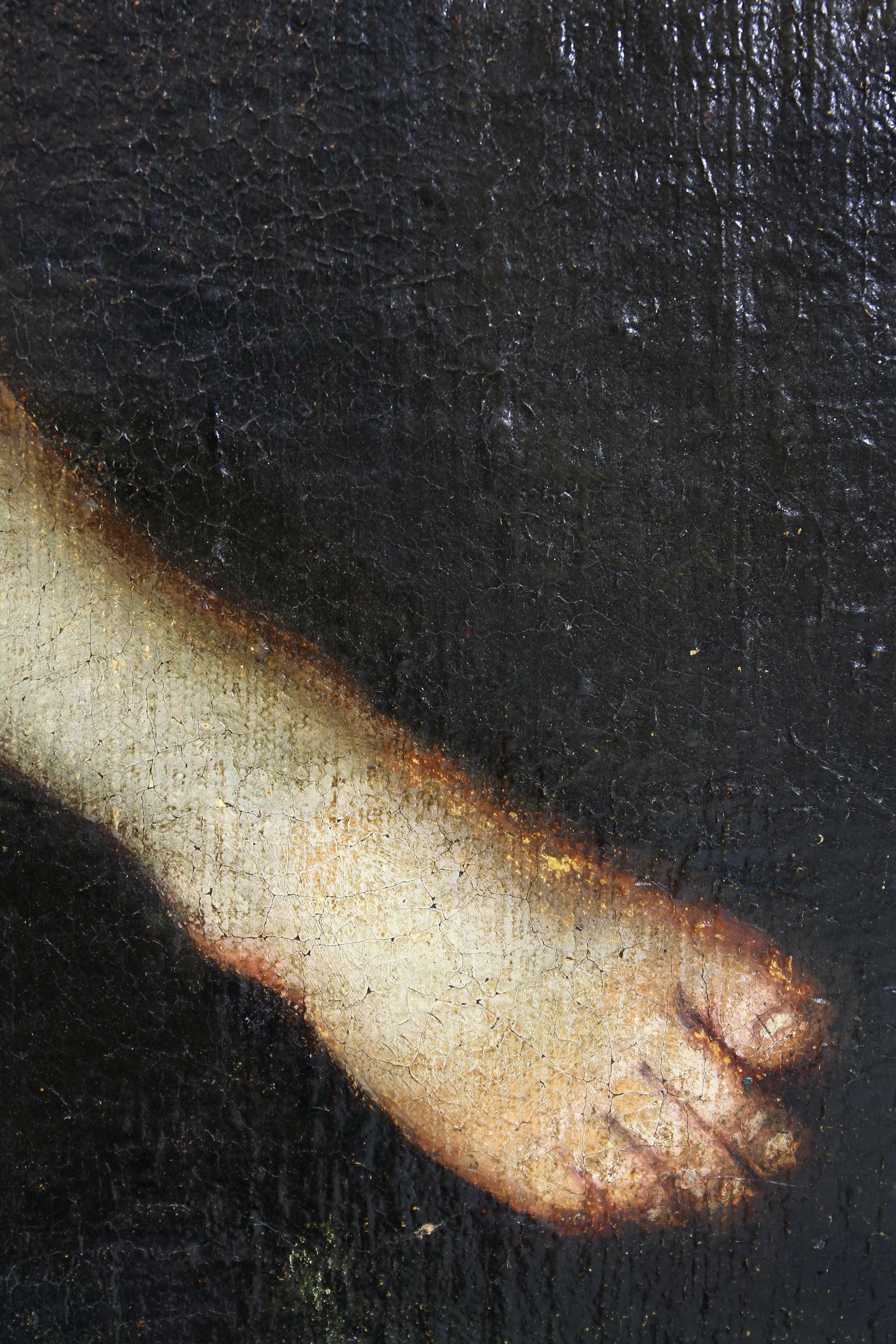 17th Century Large French Oil on Canvas of Diana The Huntress Bathing with Actaeon