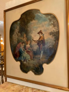 Large French oil painting Neo classical garden scene