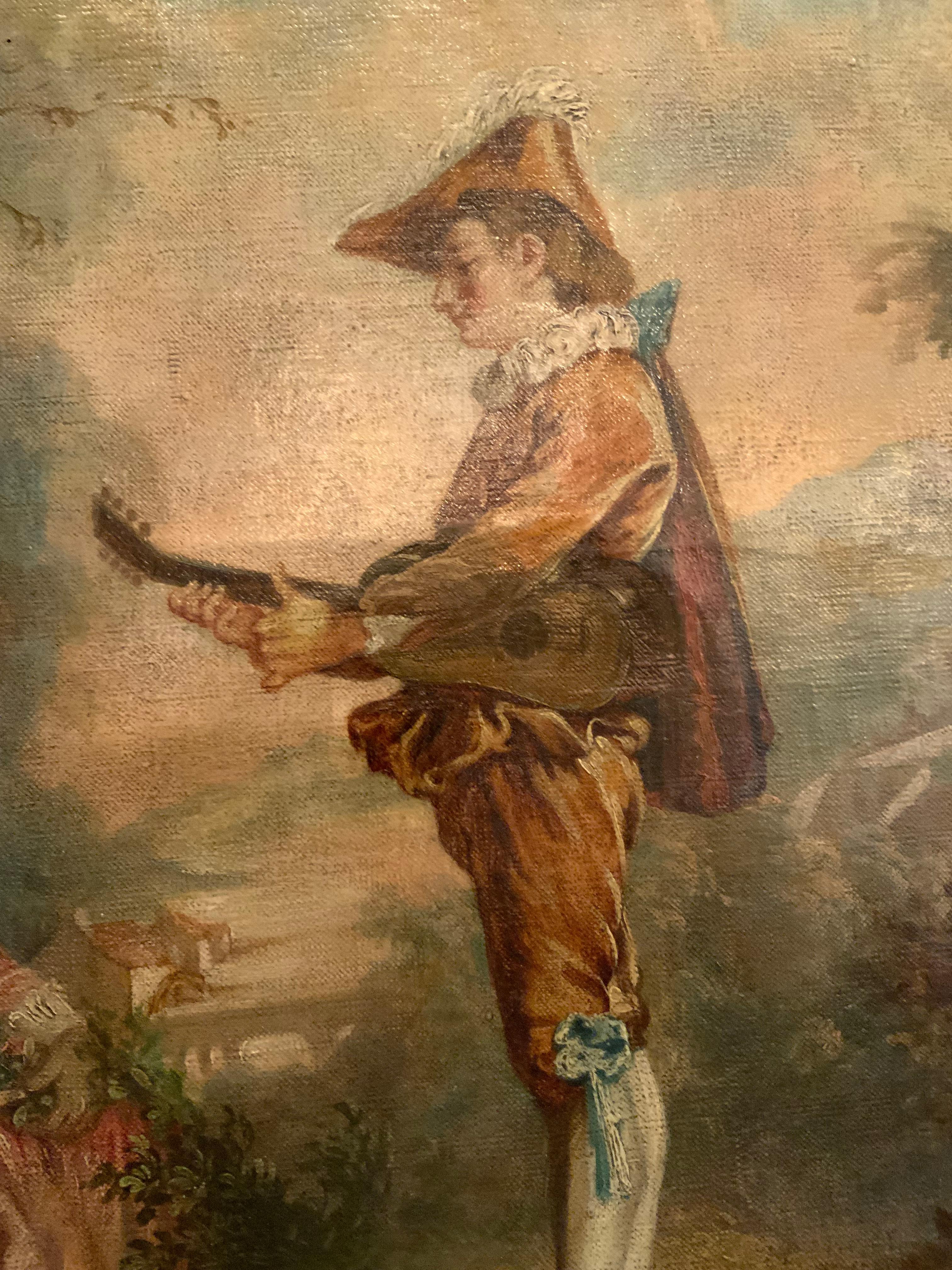 Großes französisches Ölgemälde Neoklassische Gartenszene (Französisch) im Angebot