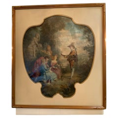 Large French oil painting Neo classical garden scene