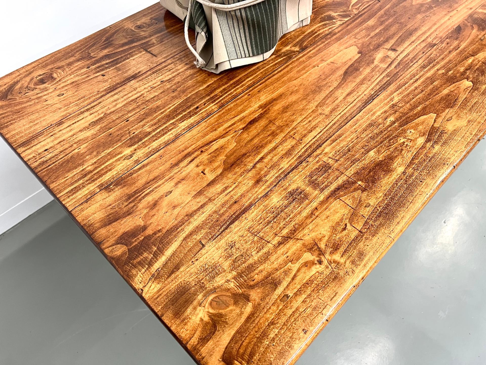 Large french old oak farm table with spindle legs, circa 1930 9