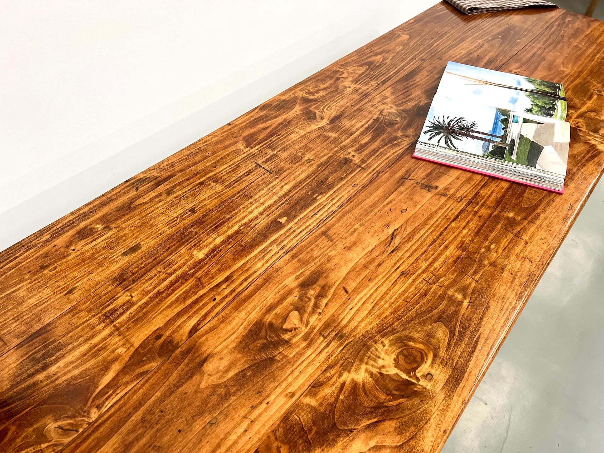 Large french old oak farm table with spindle legs, circa 1930 11
