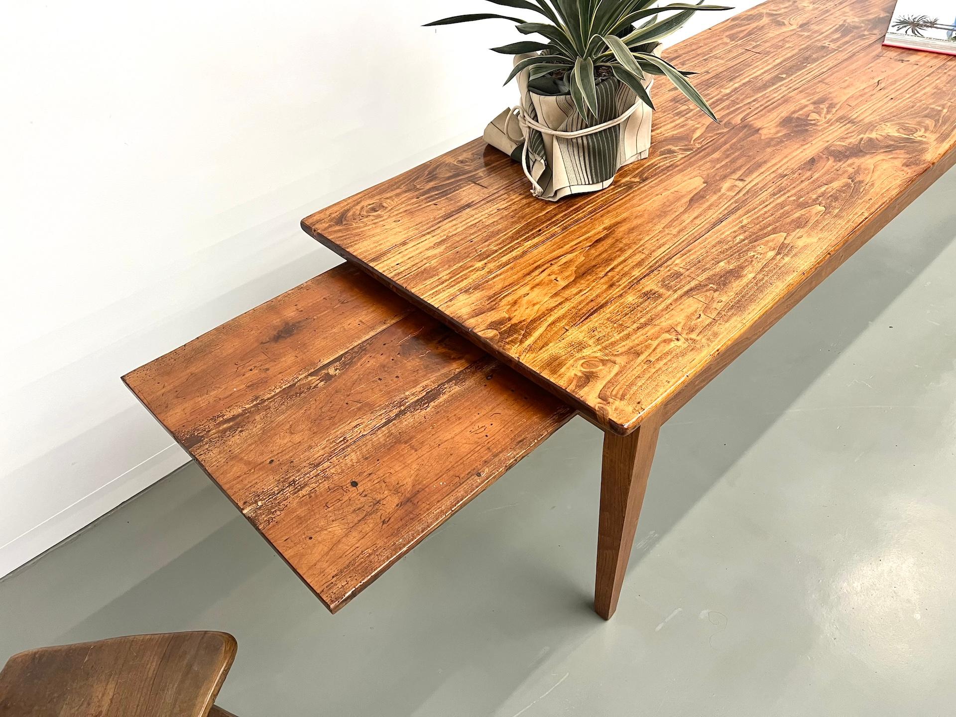 Oak Large french old oak farm table with spindle legs, circa 1930