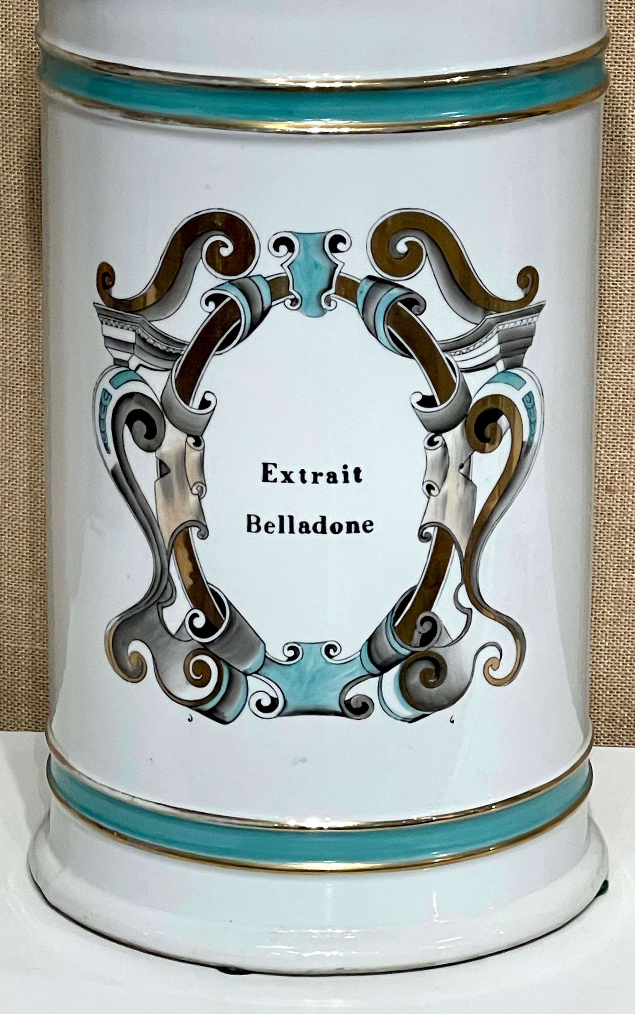 Neoclassical Large French Old Paris Apothecary 'Extrait Belladone' Jar, Now as a Lamp For Sale