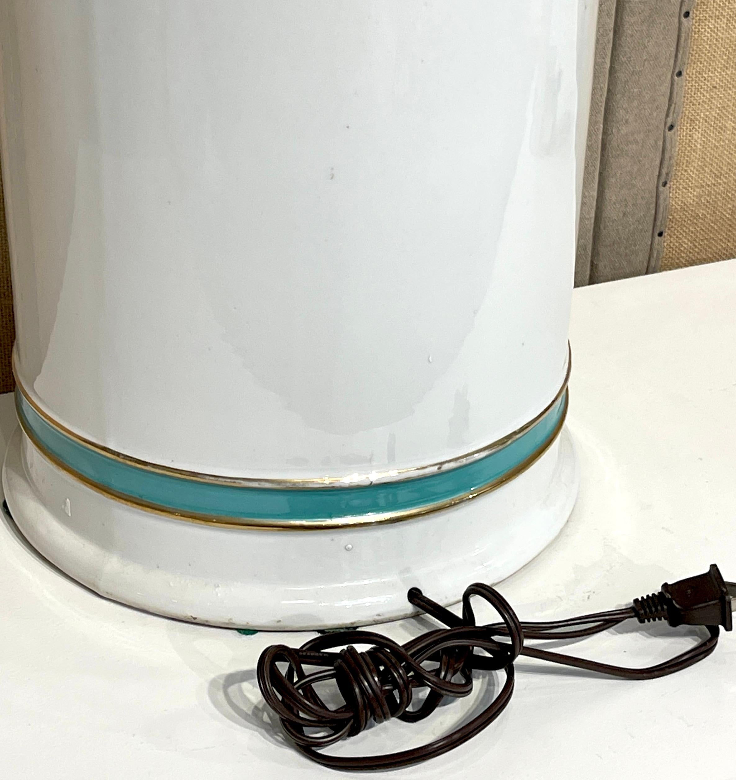 Porcelain Large French Old Paris Apothecary 'Extrait Belladone' Jar, Now as a Lamp For Sale