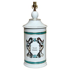 Large French Old Paris Apothecary 'Extrait Belladone' Jar, Now as a Lamp