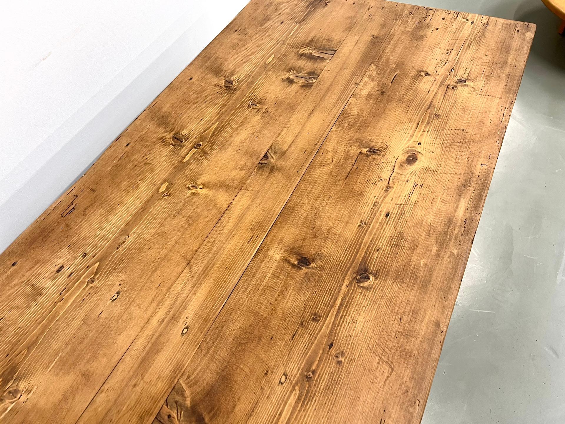 Large french old solid pine trading counter, 50's For Sale 13