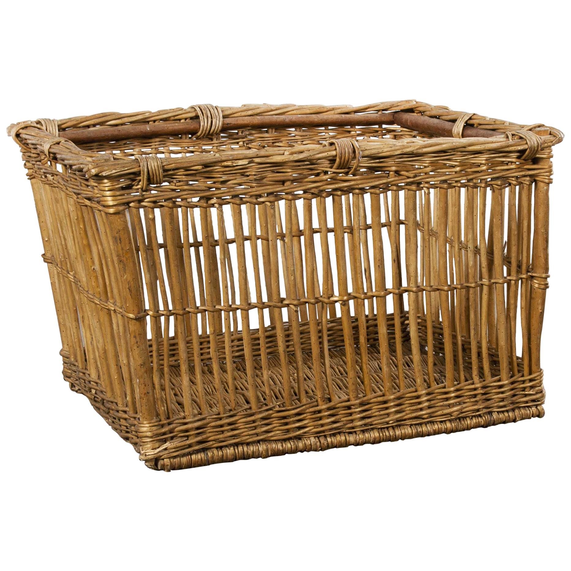 Large French Open Wicker Laundry Basket