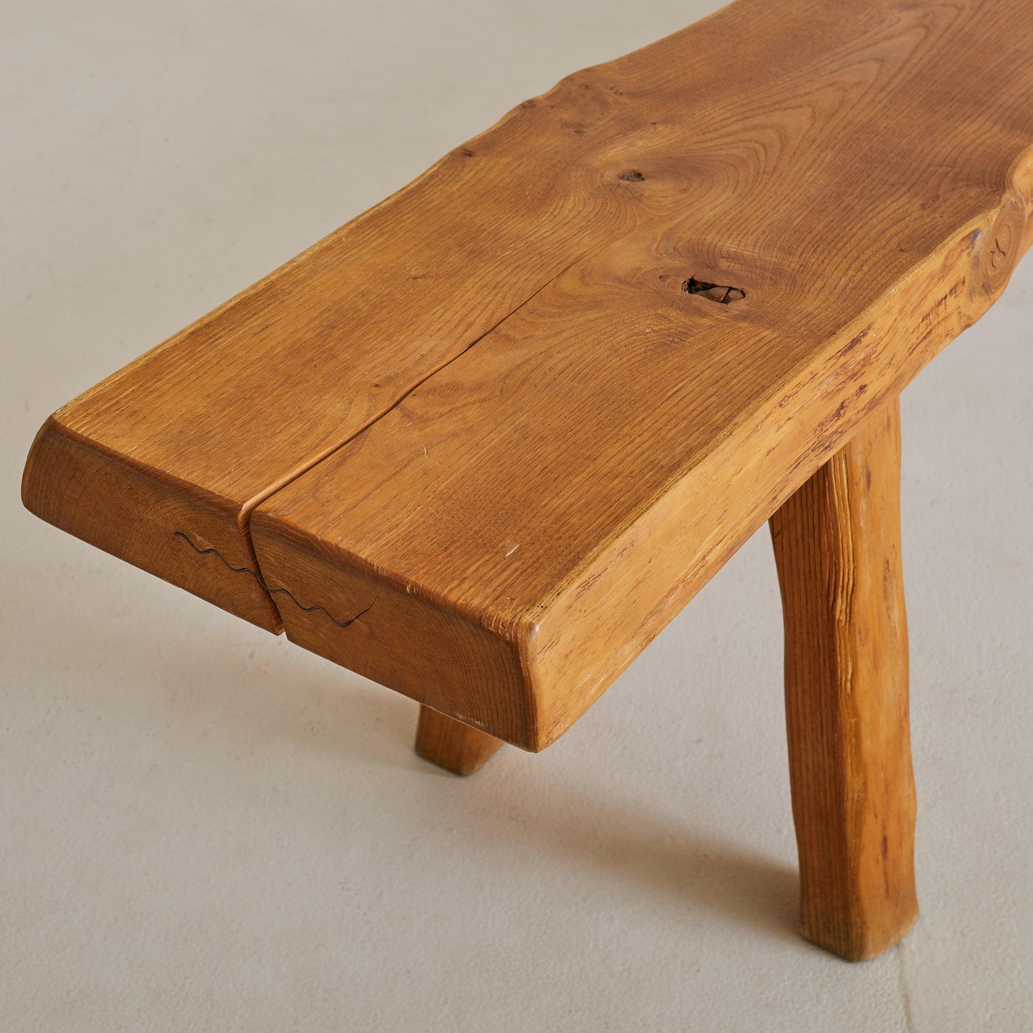 Mid-20th Century Large French Organic Wood Bench, 1960s - 2 Available For Sale