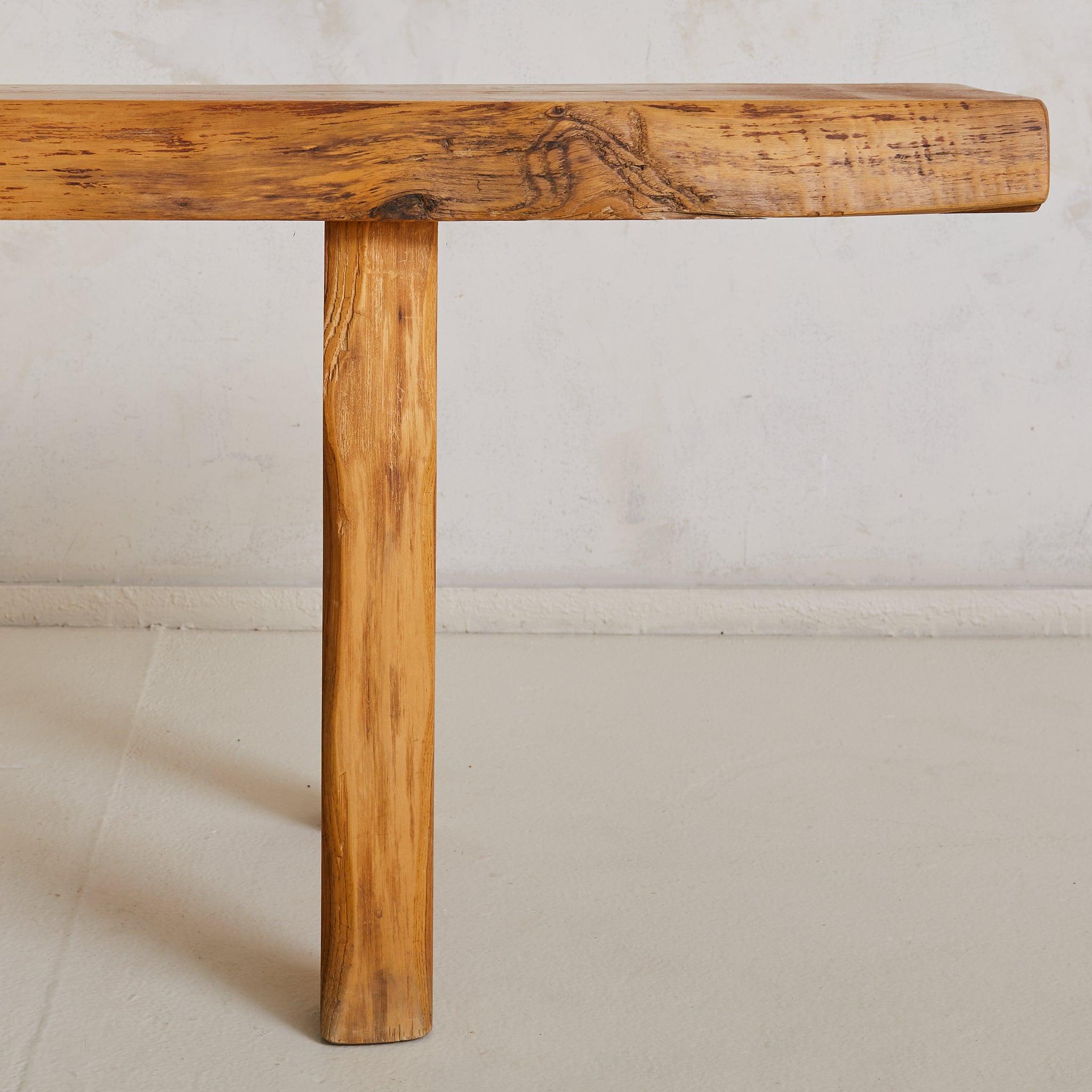 Large French Organic Wood Bench, 1960s - 2 Available For Sale 1