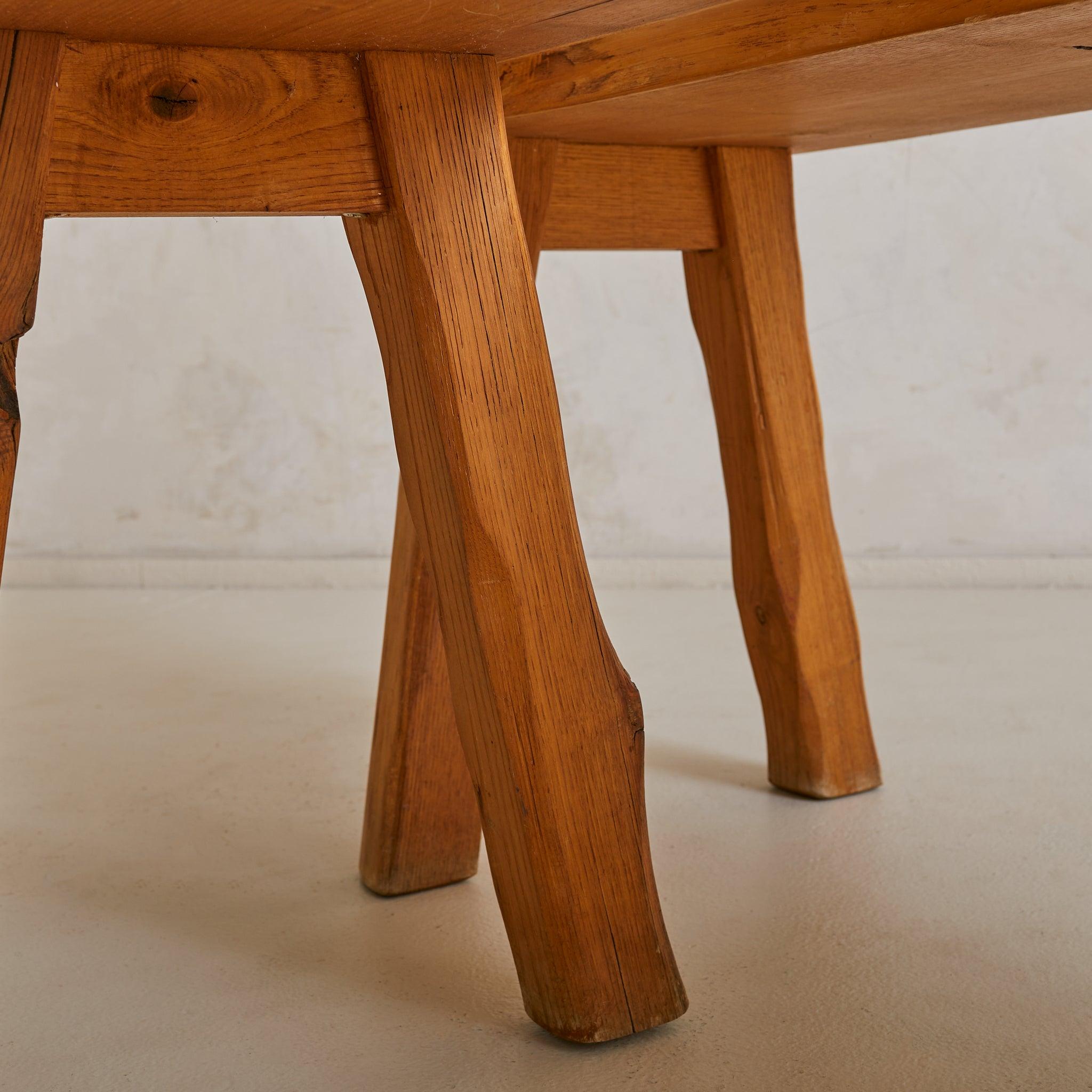 Large French Organic Wood Bench, 1960s - 2 Available For Sale 2