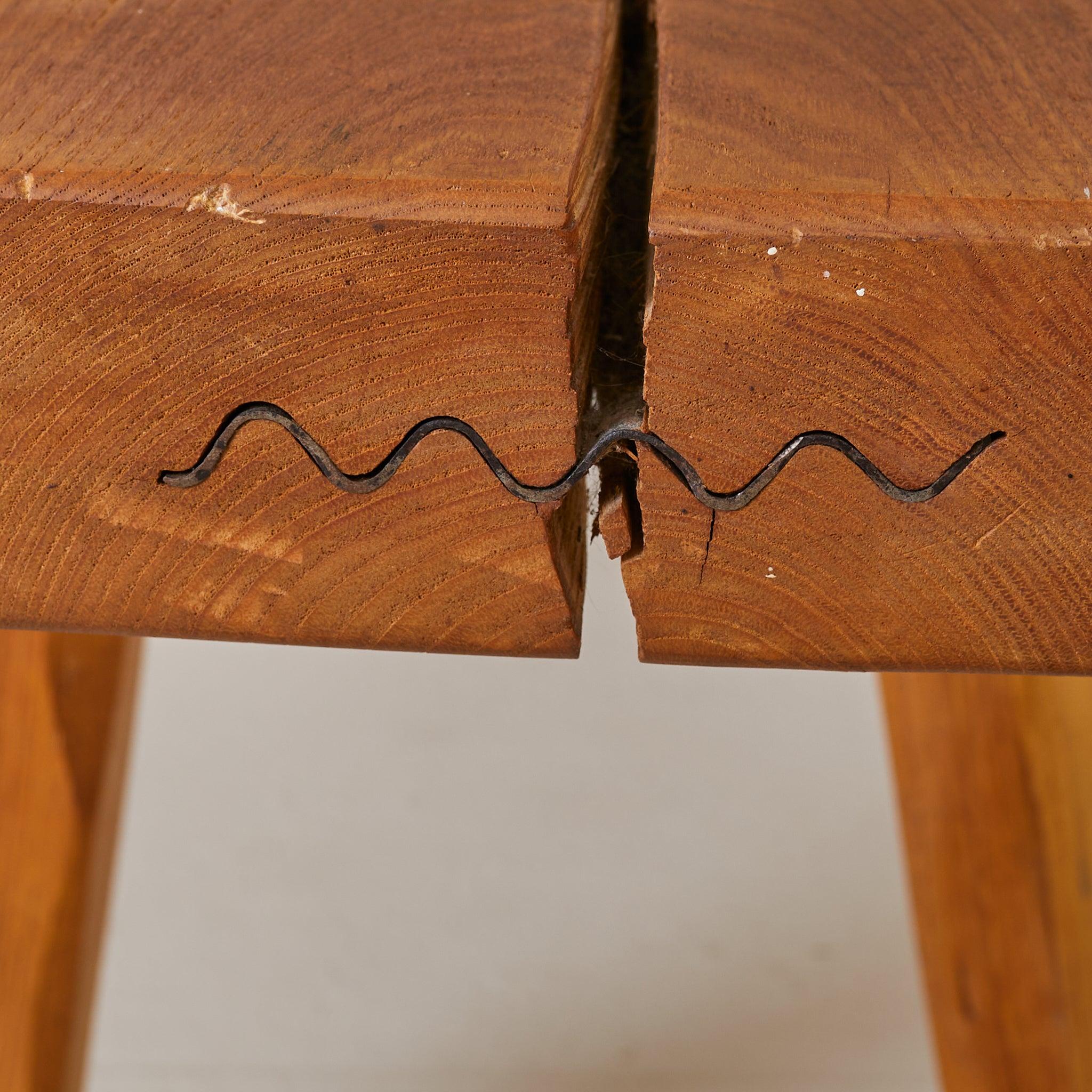 Large French Organic Wood Bench, 1960s - 2 Available For Sale 3
