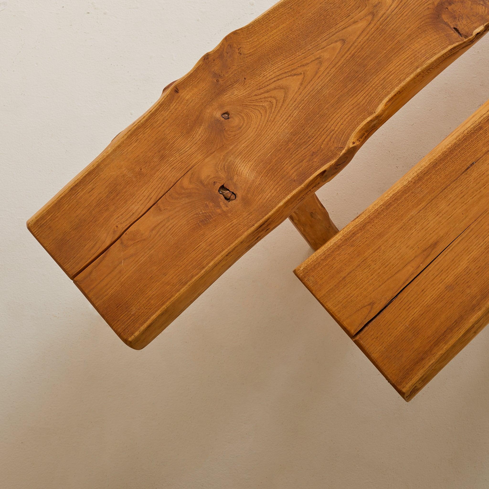 Large French Organic Wood Bench, 1960s - 2 Available For Sale 4