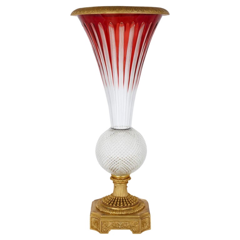 Large French Ormolu and Cut Glass Vase For Sale at 1stDibs