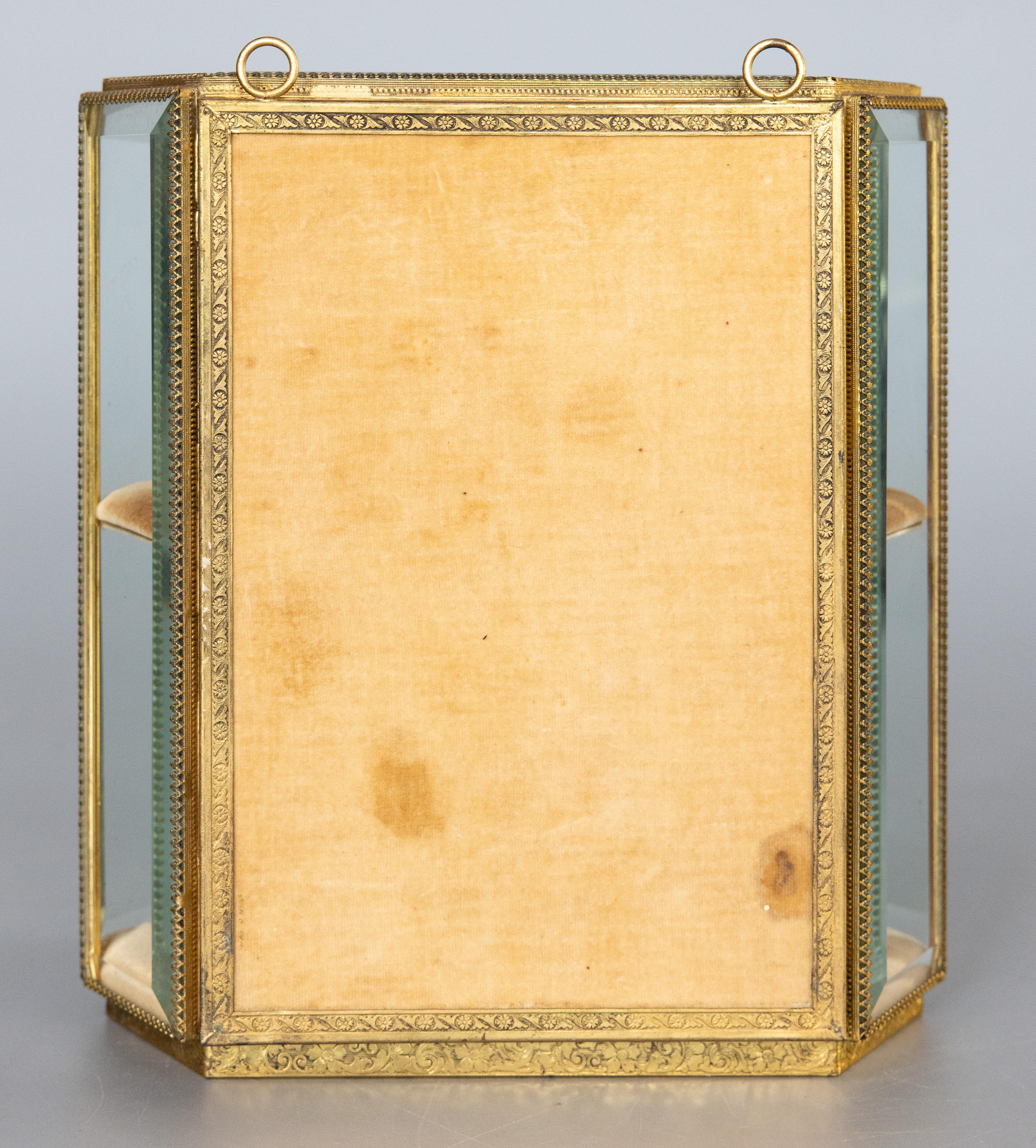 20th Century Large French Ormolu & Glass Hanging Wall Jewelry Casket Box, circa 1900 For Sale