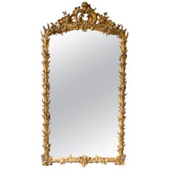 Large French Ornate Rococo Style Gilt Mirror