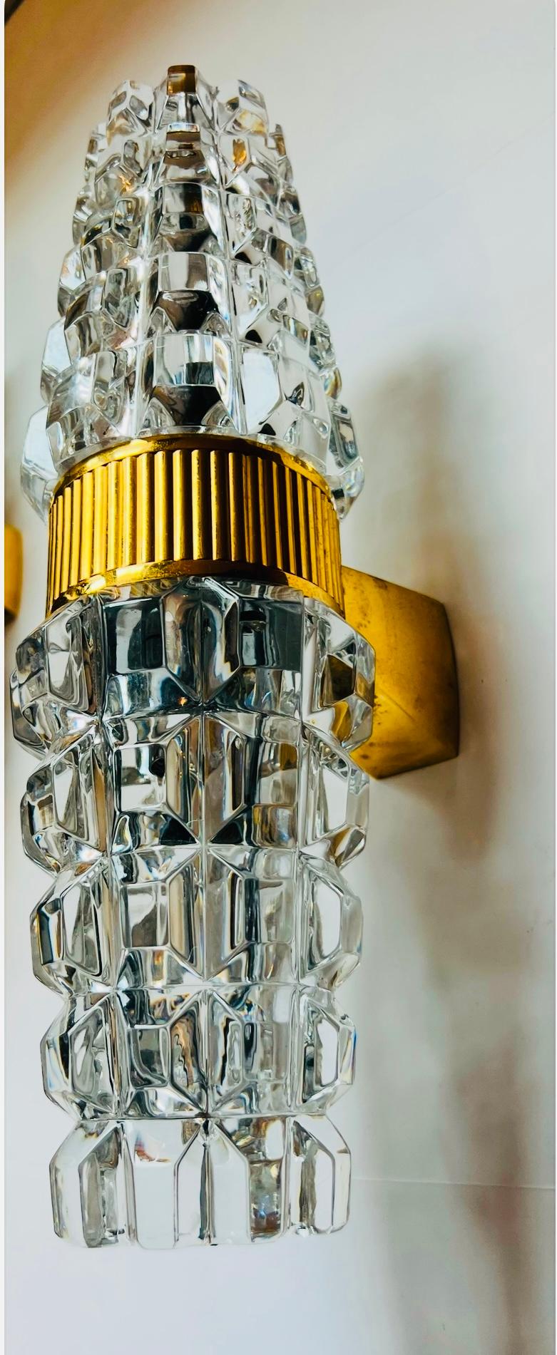 Large French Othr 1980  gold Crystal Wall Lamps For Sale 4