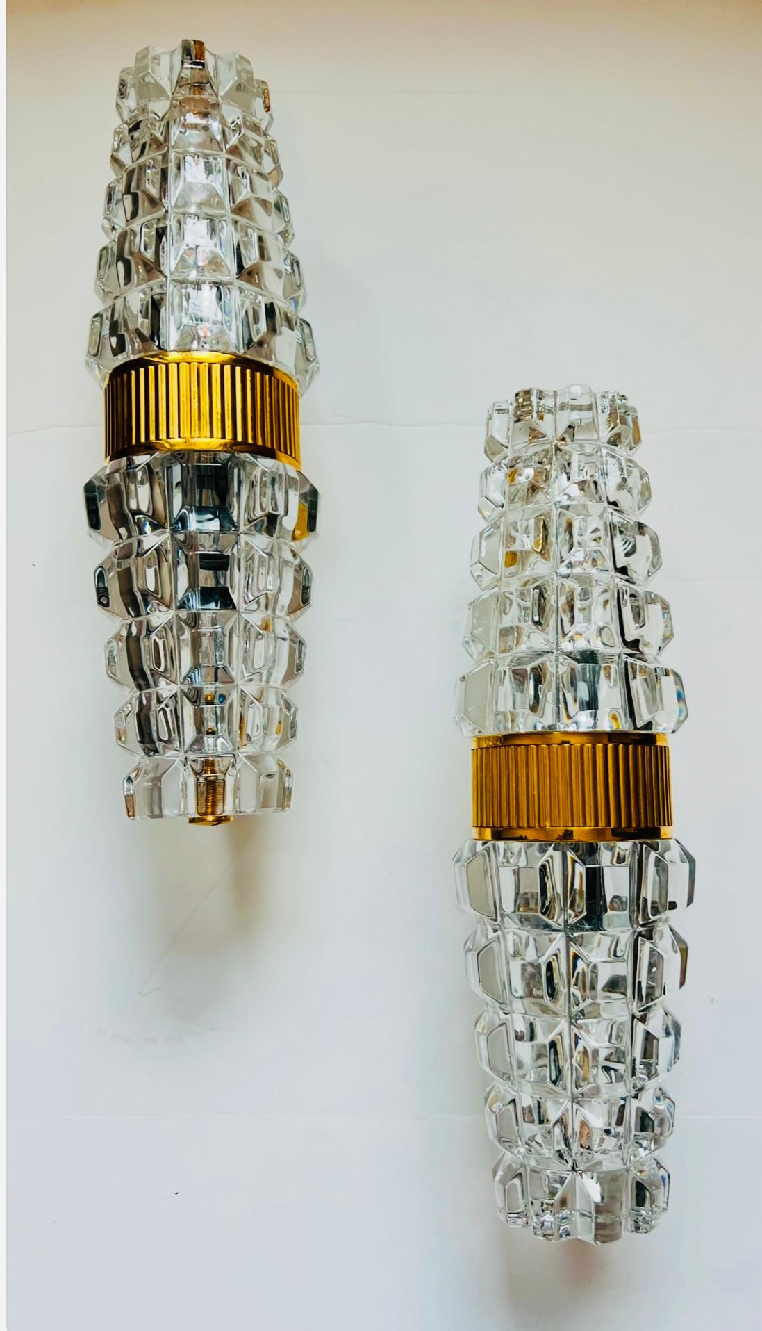 Large French Othr 1980  gold Crystal Wall Lamps For Sale 7
