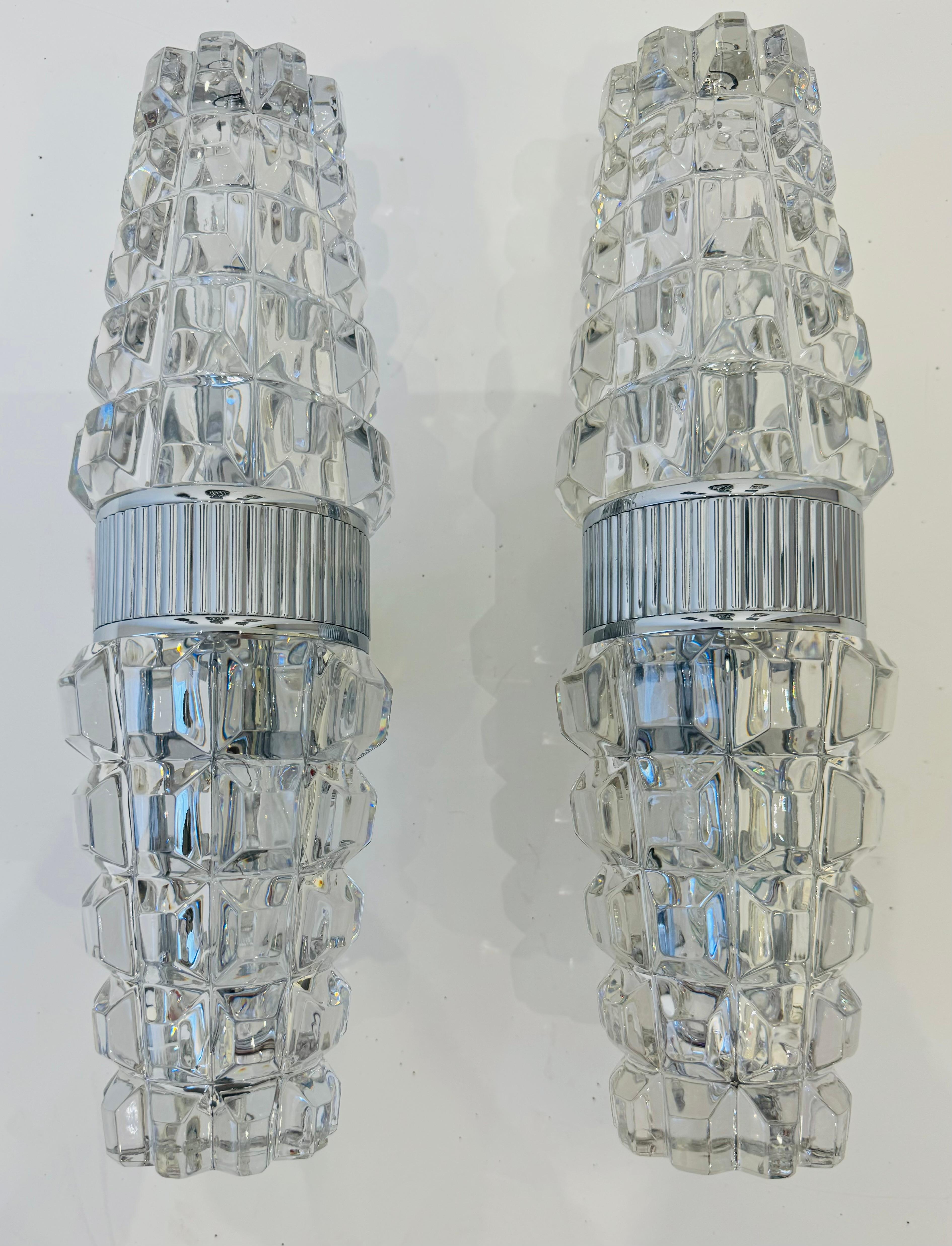 Large French Othr 1980  gold Crystal Wall Lamps In Excellent Condition For Sale In New York, NY