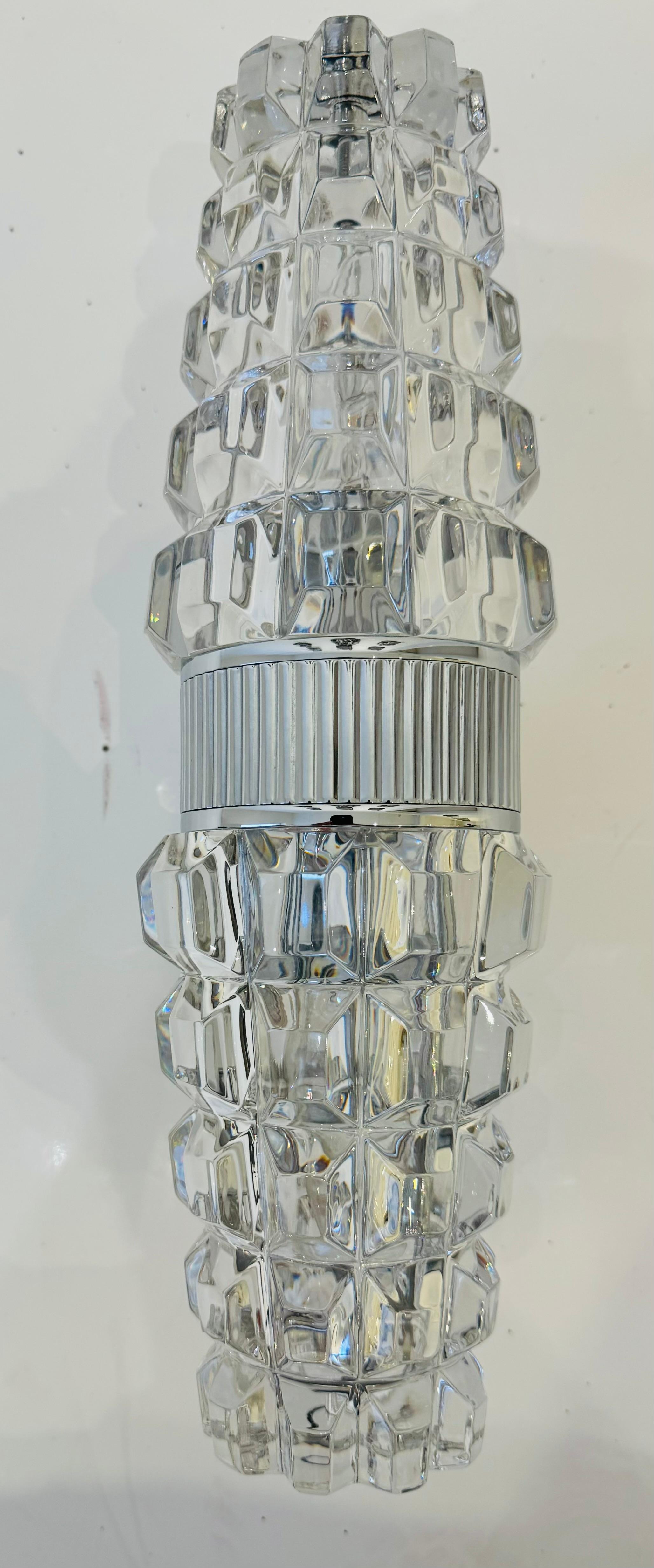 Late 20th Century Large French Othr 1980  gold Crystal Wall Lamps For Sale