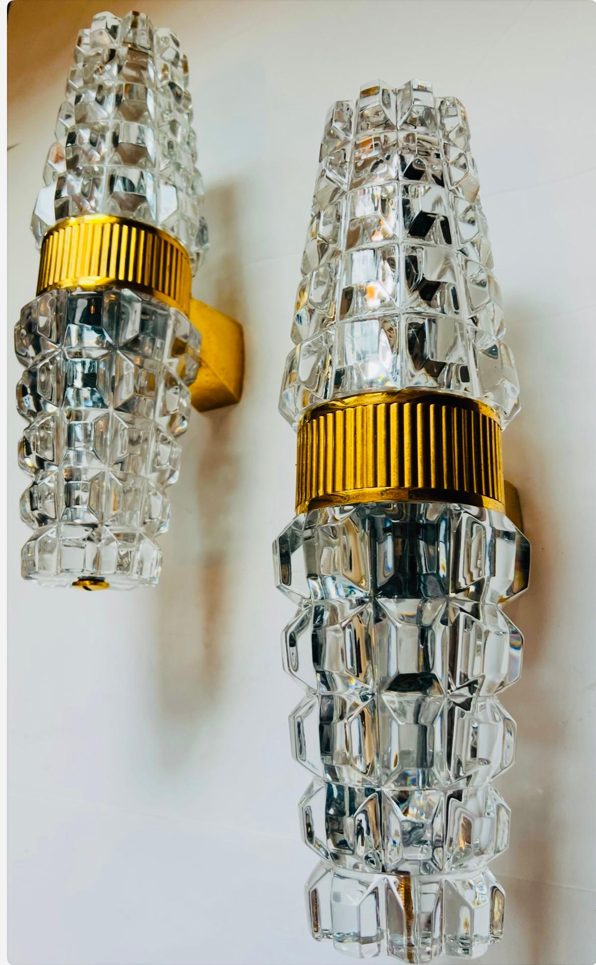 Gold Large French Othr 1980  gold Crystal Wall Lamps For Sale