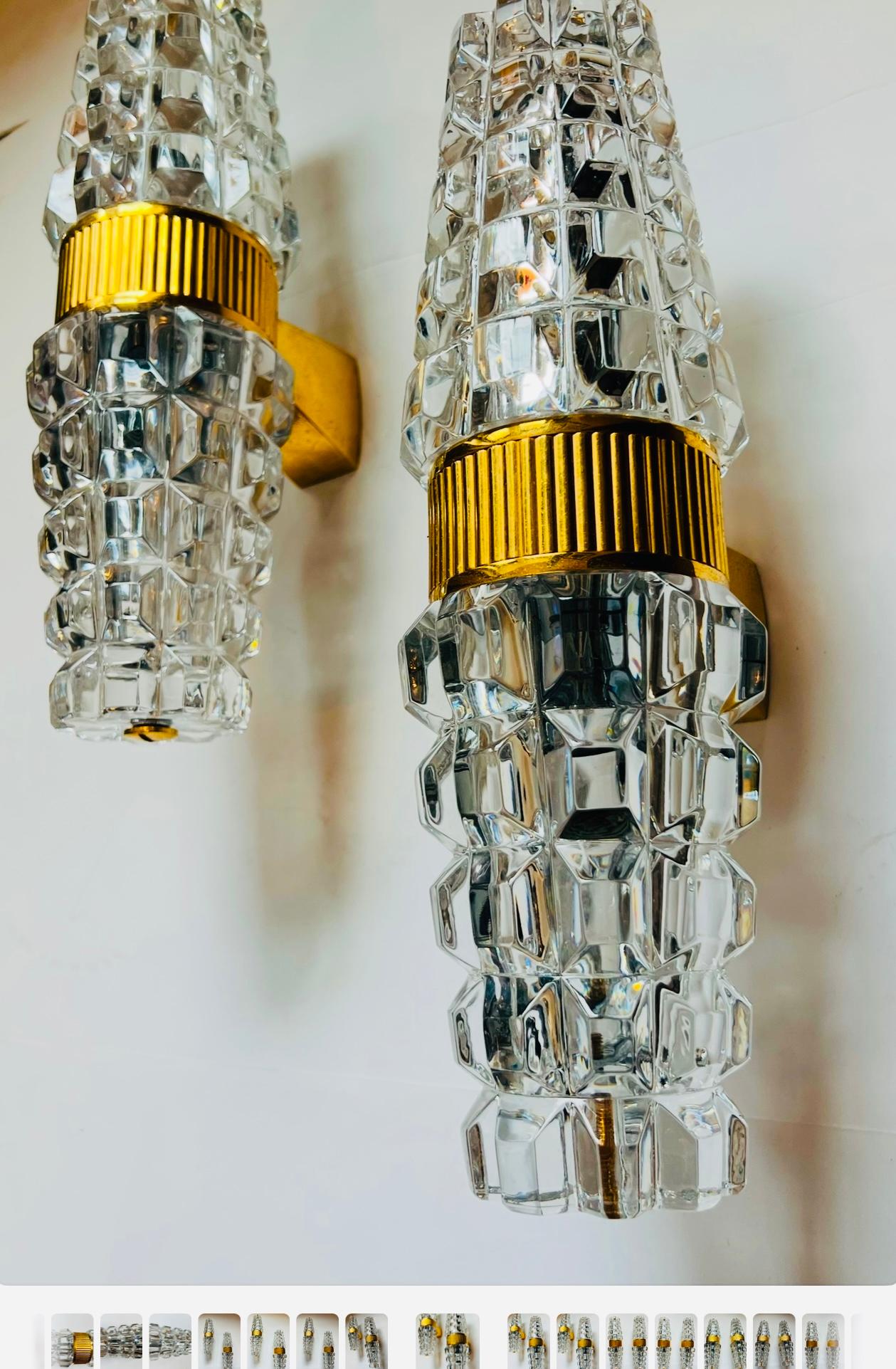 Large French Othr 1980  gold Crystal Wall Lamps For Sale 2
