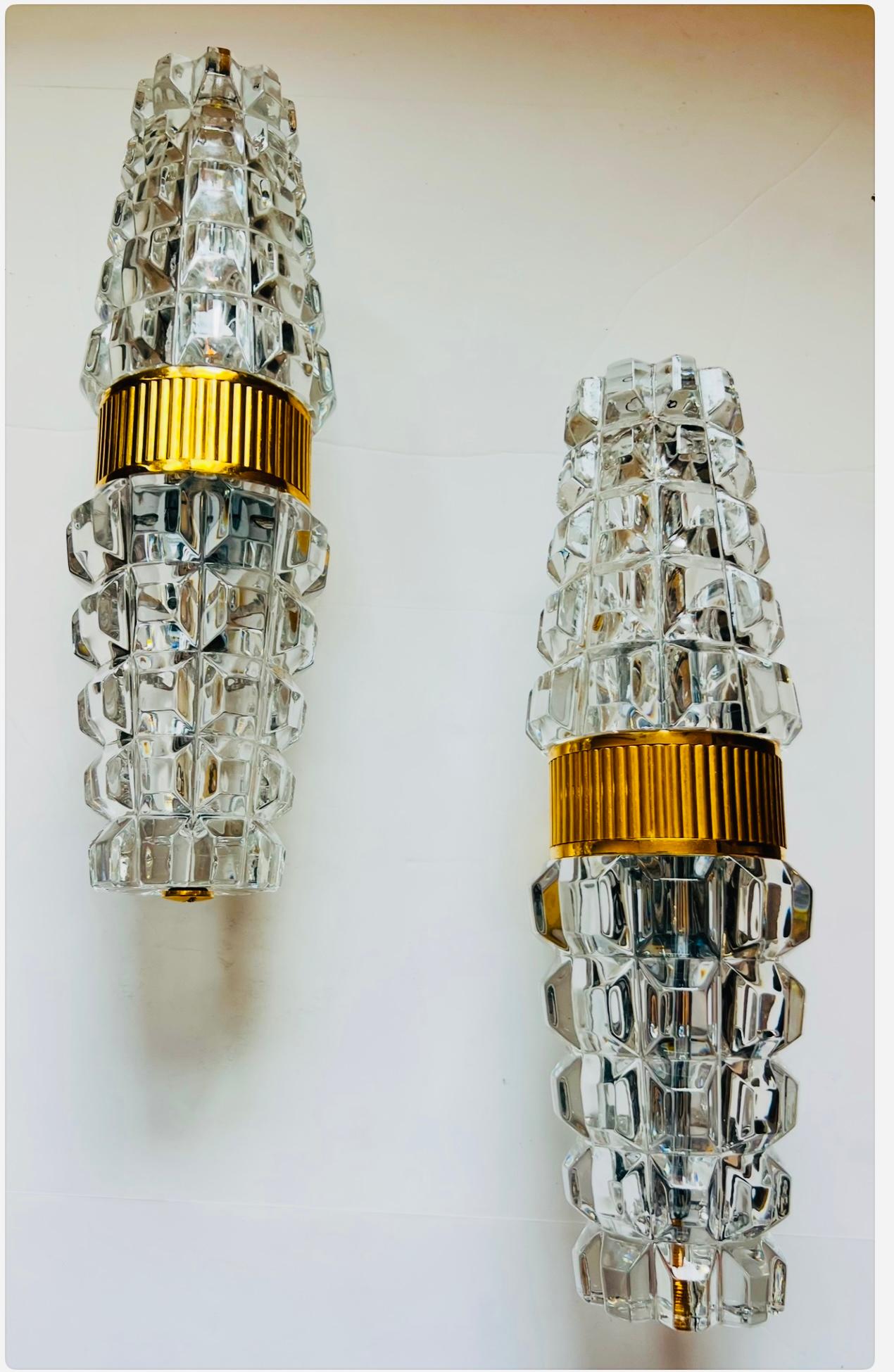 Large French Othr 1980  gold Crystal Wall Lamps For Sale 3