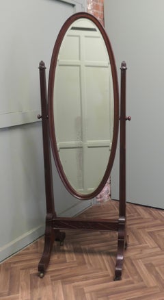 Large French Oval Cheval Dressing Mirror