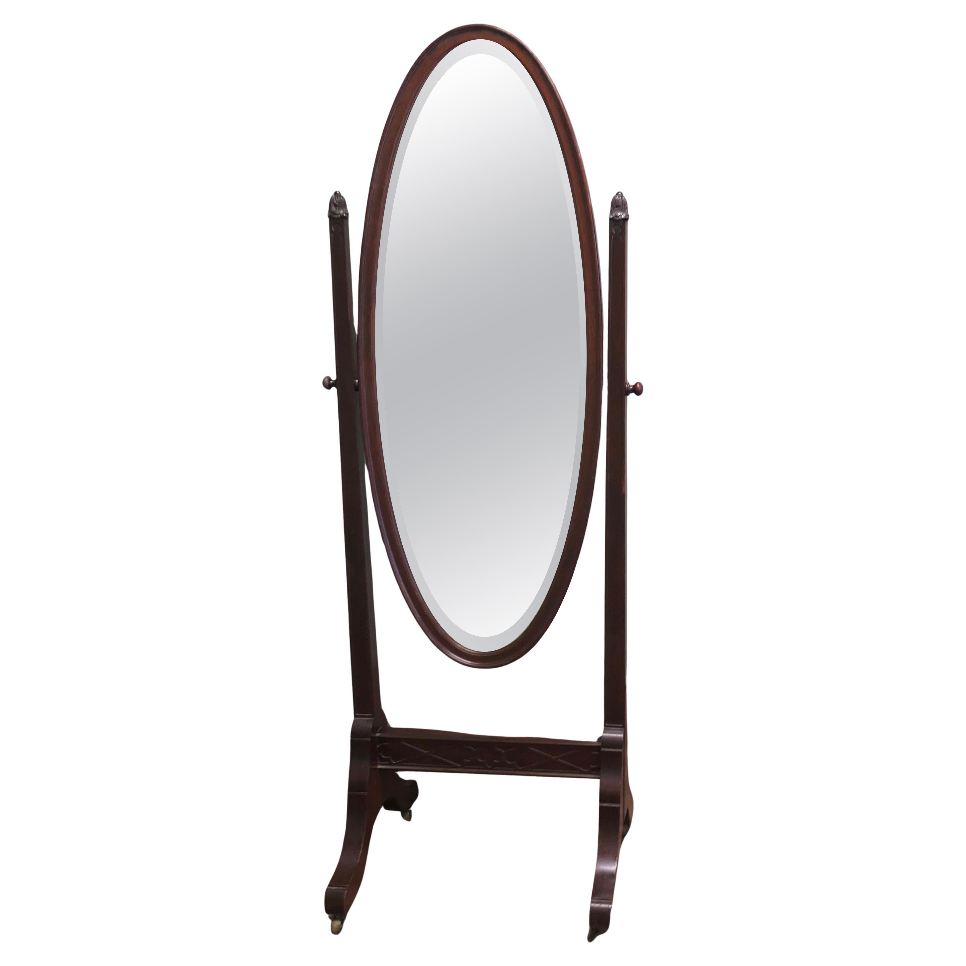 Large French Oval Cheval Dressing Mirror For Sale