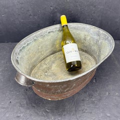 Grande secchiello ovale francese in rame per vino e champagne con base in ferro