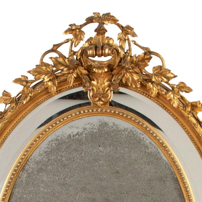 Large French Oval Gilded Mirror at 1stDibs