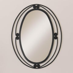 Large French Oval Iron Mirror