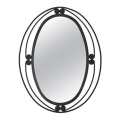 Vintage Large French Oval Iron Mirror