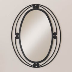 Large French Oval Iron Mirror