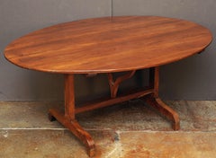 Large French Oval Vendange Table of Patinated Cherrywood
