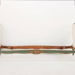 Large French painted and gilt carved daybed C 1900.
