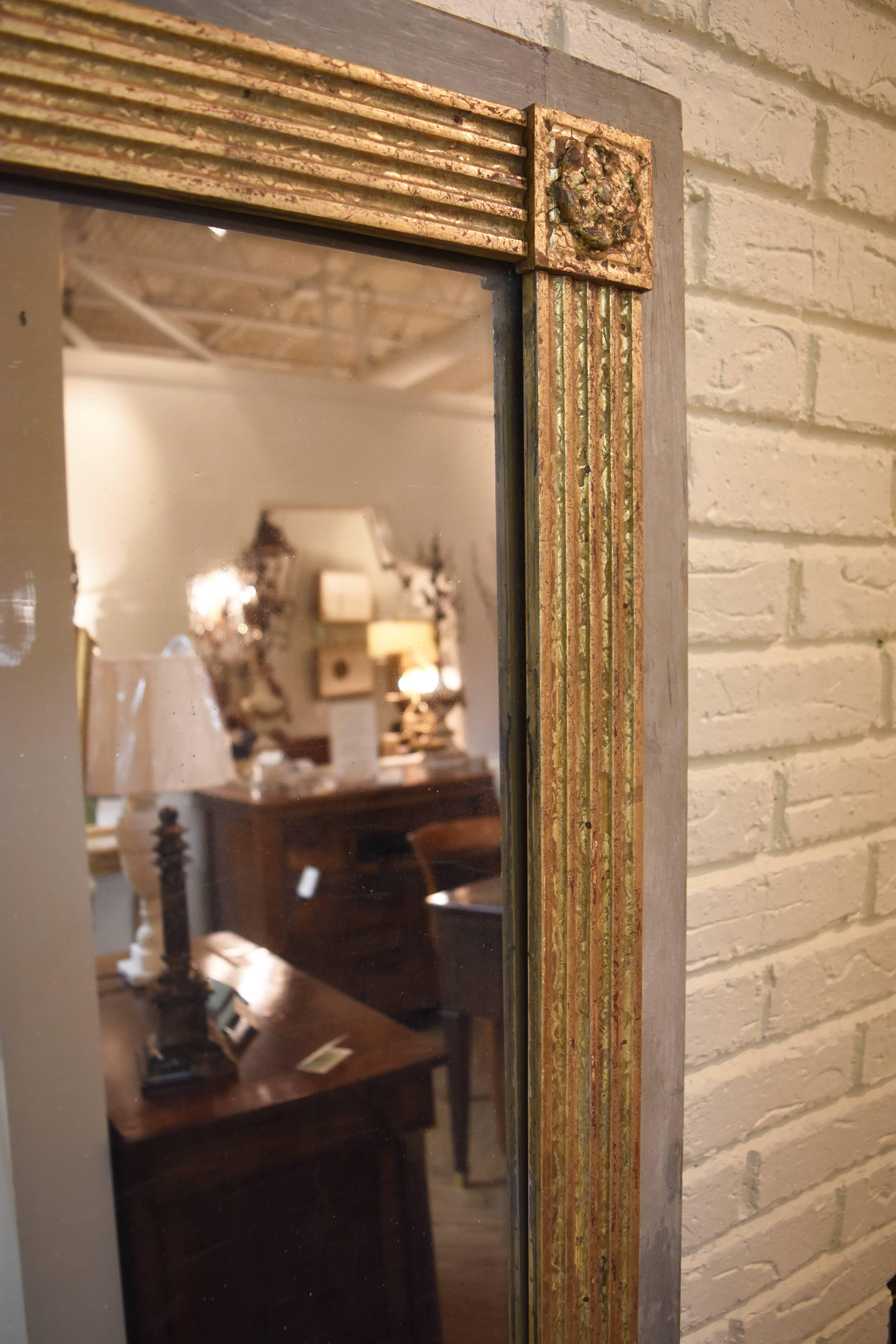 Large French Painted and Giltwood Mirror In Excellent Condition In Nashville, TN