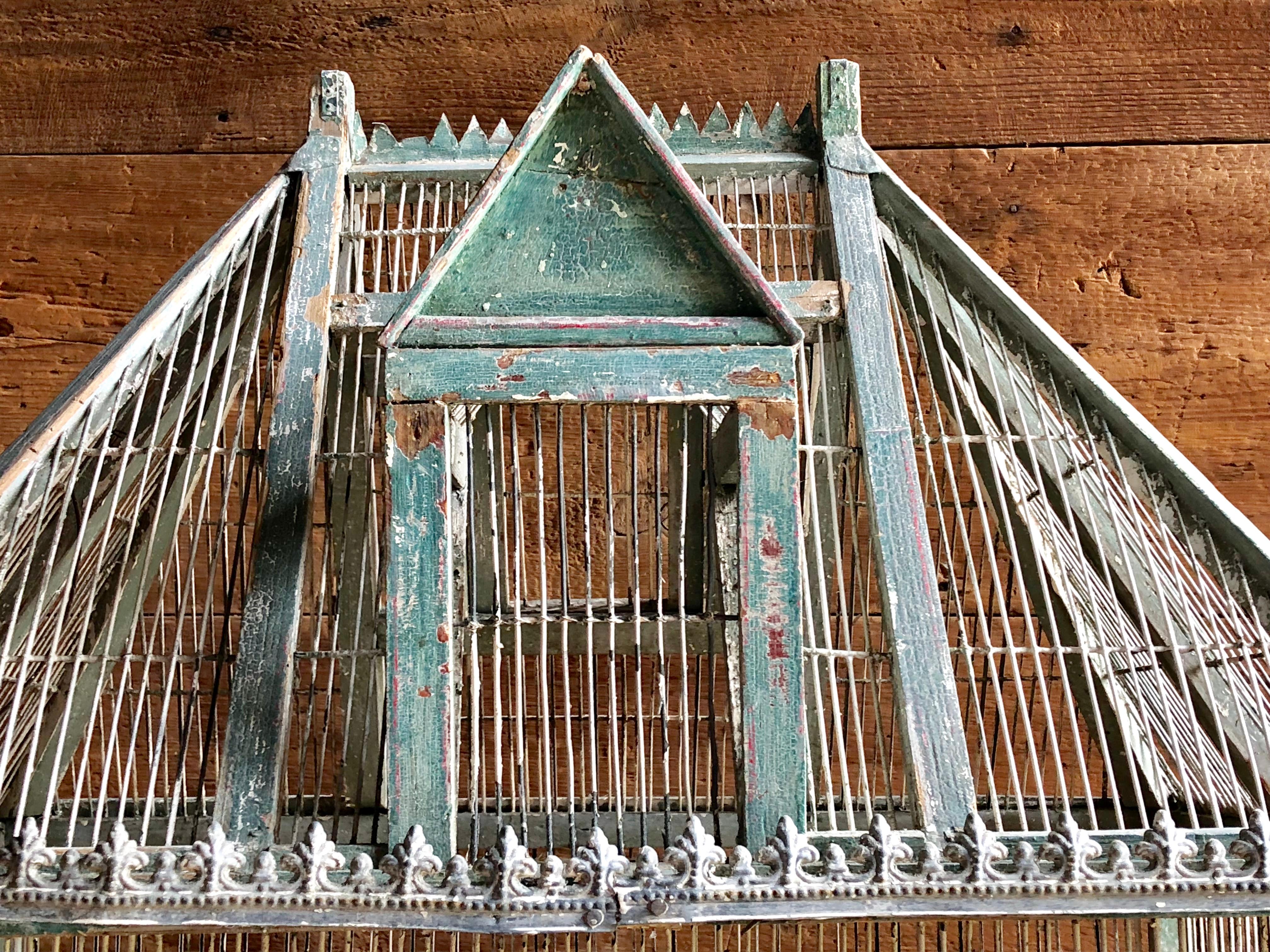 Large French Painted Birdcage, 19th Century 2