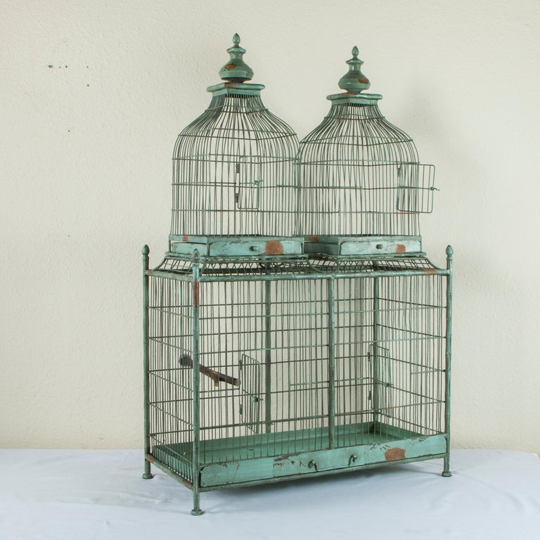 Photo inspiration: Visual Reference: Large French Painted Wood And Iron Birdcage With Three Compartments