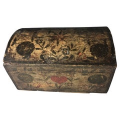 Grand bois peint français  Anciennes boîtes d'artisanat décoratives