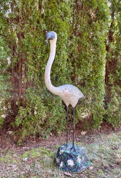 Large French Pale Pink Flamingo Statue