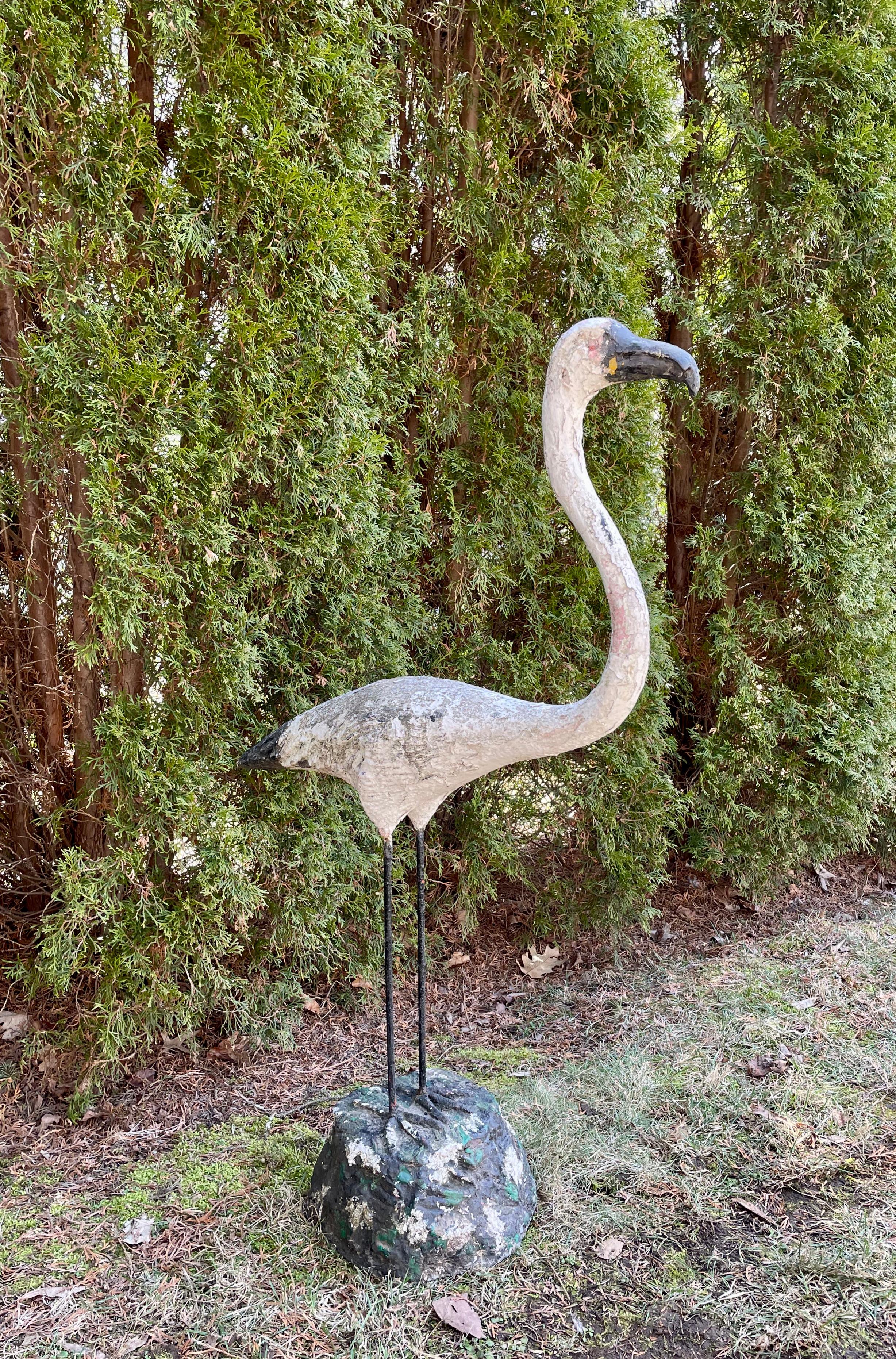 Large French Pale Pink Flamingo Statue In Good Condition For Sale In Woodbury, CT
