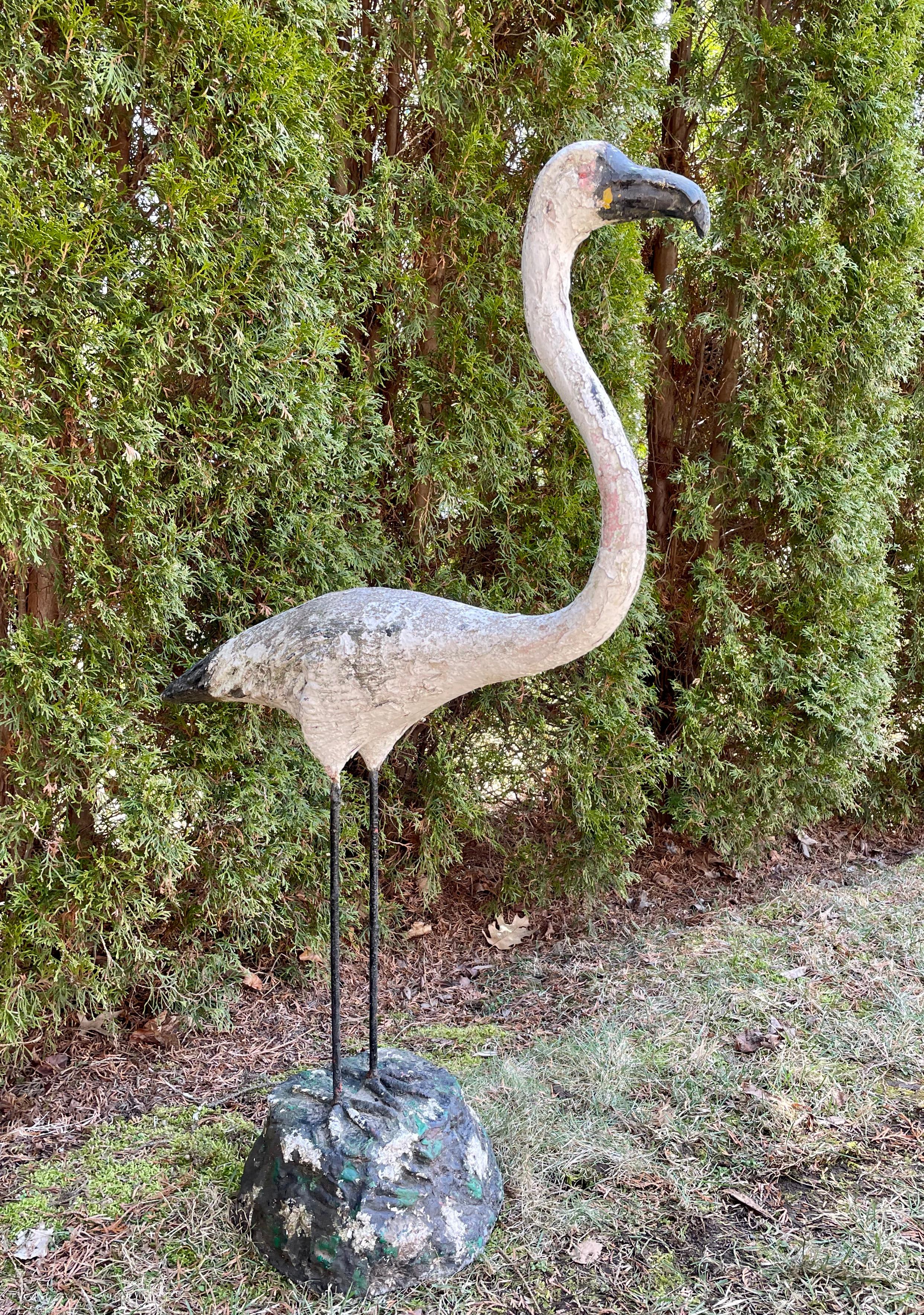20th Century Large French Pale Pink Flamingo Statue For Sale