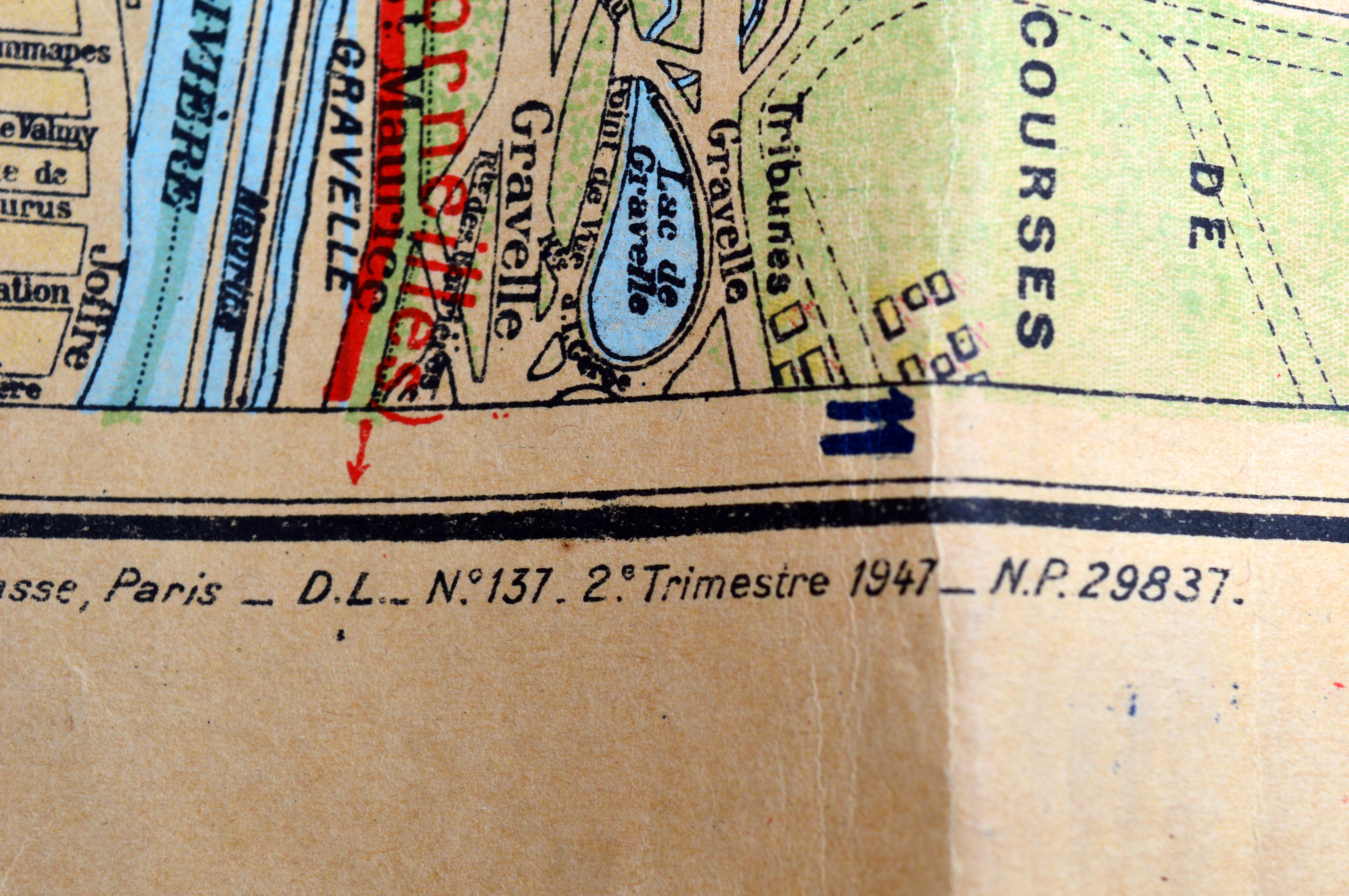 Large French Paris Metro Map 1947 4