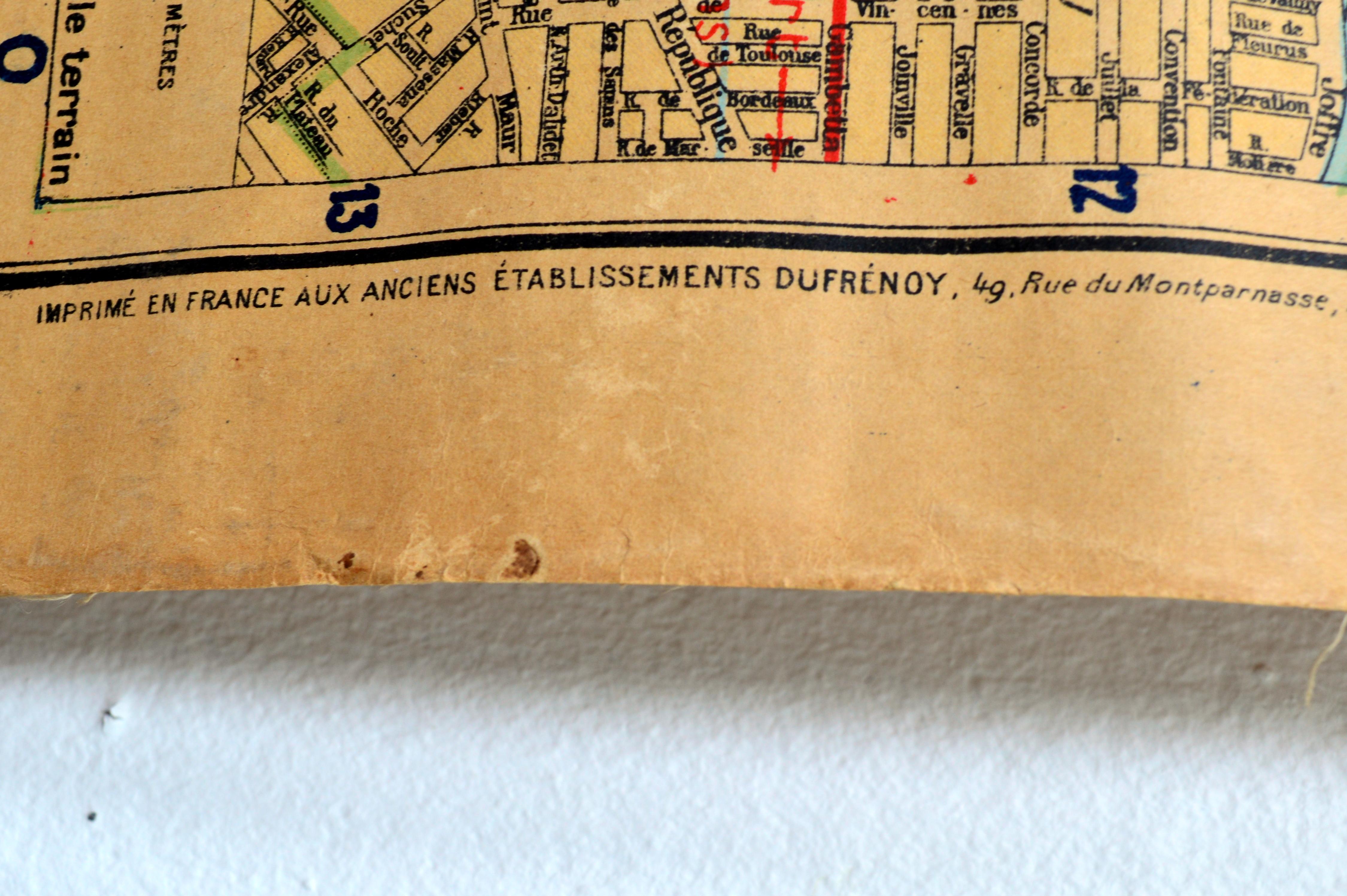 Large French Paris Metro Map 1947 5