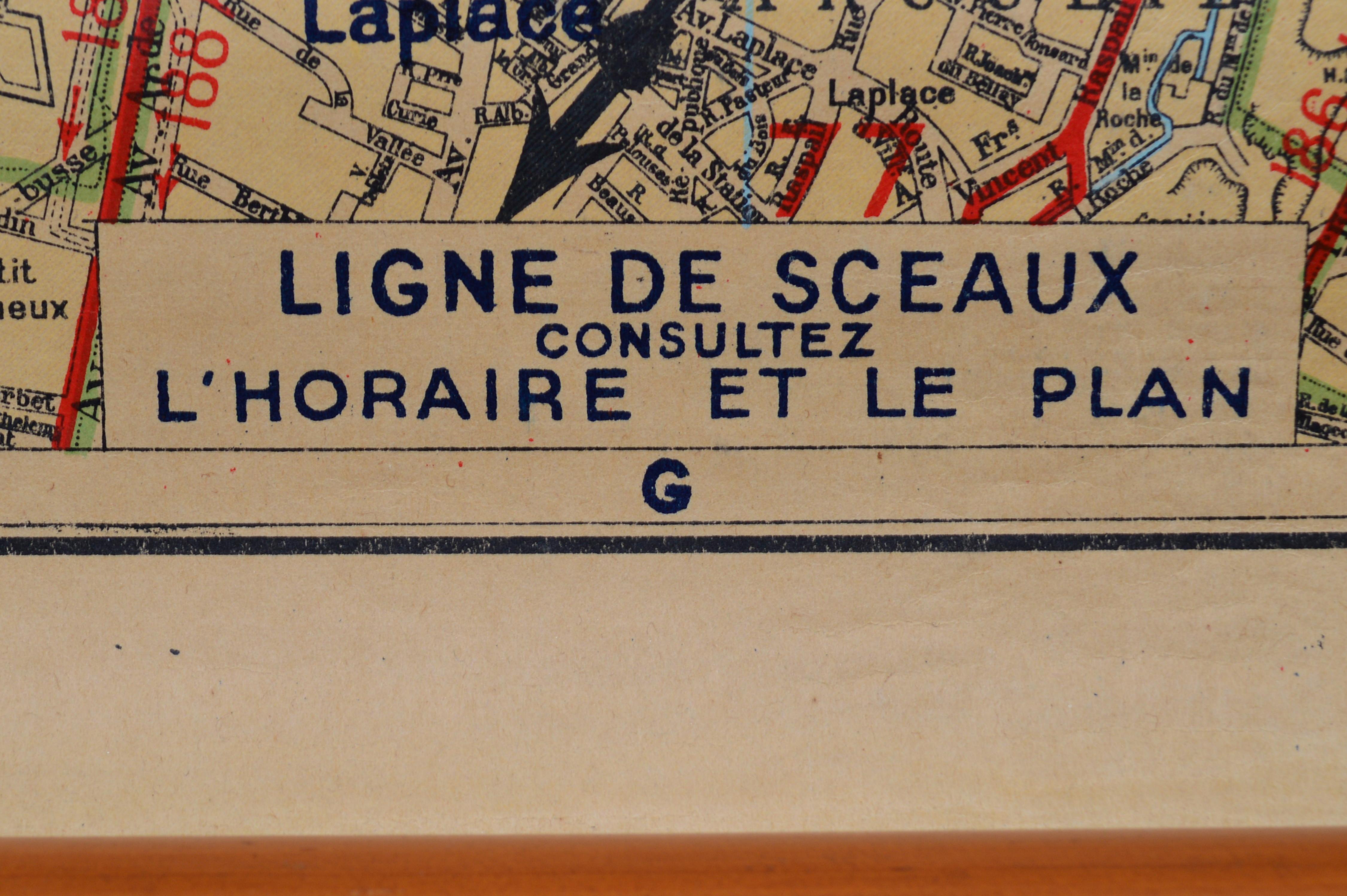Large French Paris Metro Map 1947 1