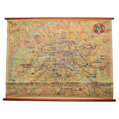 Large French Paris Metro Map 1947