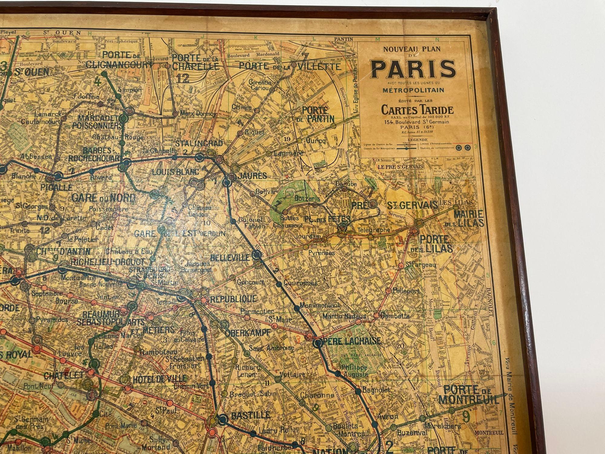 Large French Paris Metro Map 1960s For Sale 4