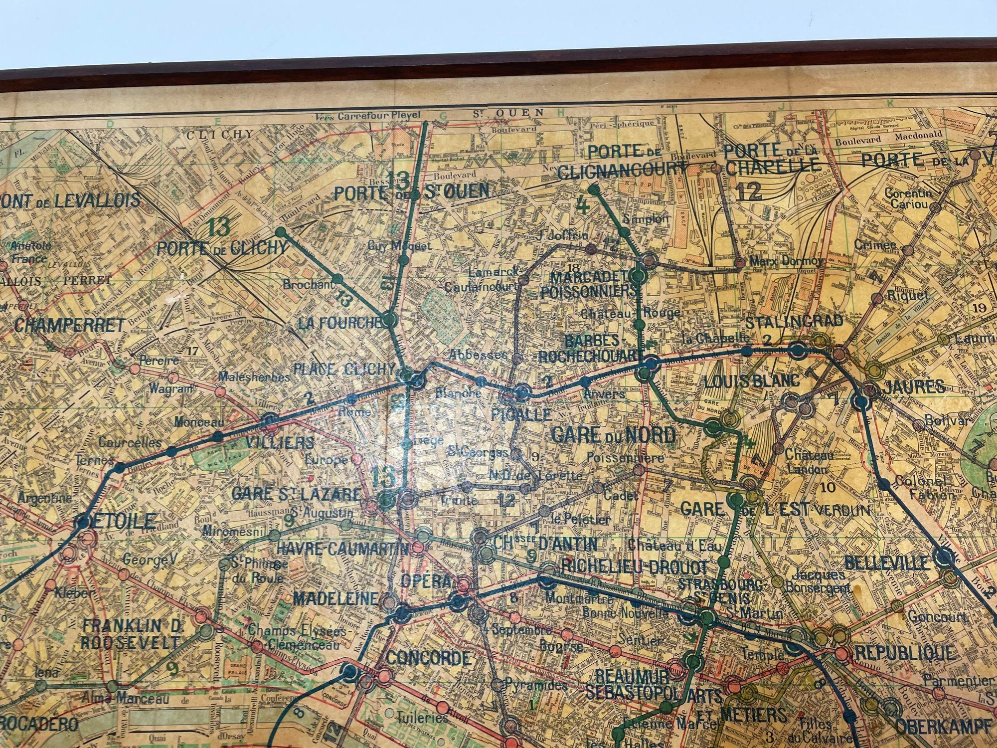 Large French Paris Metro Map 1960s For Sale 5